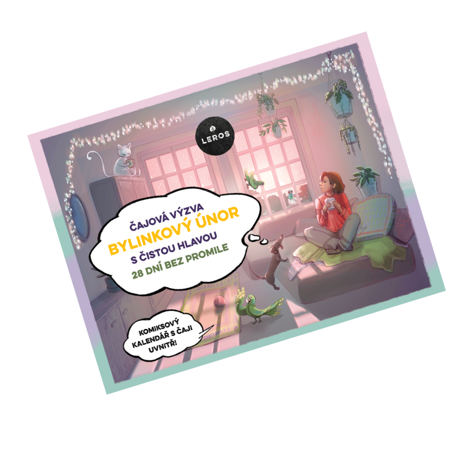 Čajová výzva na 28 dní bez promile. Zkus s námi CELÝ ÚNOR odolat nástrahám a pokušení alkoholu. Kalendář obsahuje 29 bylinných čajů, každodenní motivaci pod QR kódem a zábavnou hru.