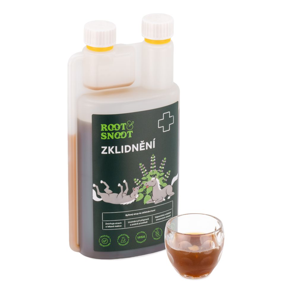Veterinární bylinný sirup ke zklidnění koní  Zmírňuje strach a lekavé reakce Uvolnění při přepravě a změně prostředí Napomáhá zvládání stresových situací 