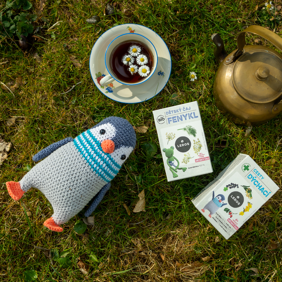 Bylinný čaj v BIO kvalitě podporující dobré trávení a normální funkci dýchacího systému našich nejmenších.