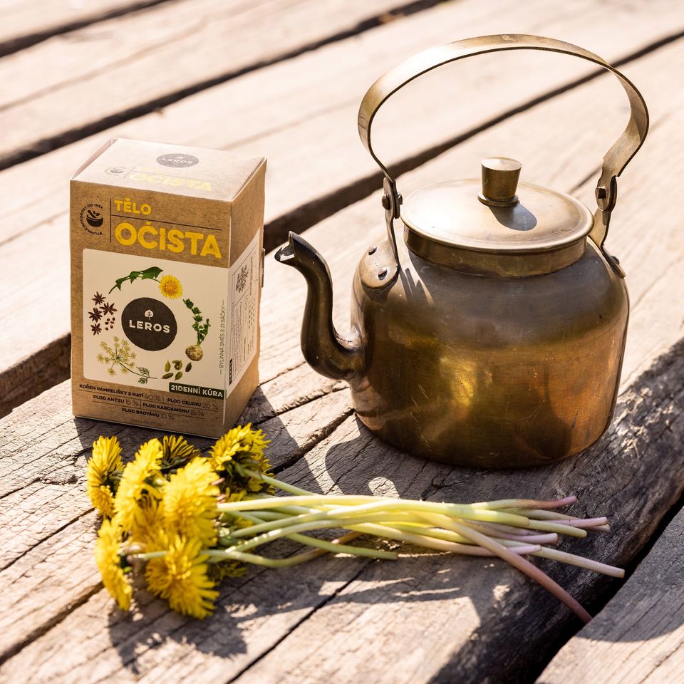 Prečisťujúci bylinný čaj s obsahom púpavy a zelerových semienok podporí telesné zdravie aj odolnosť organizmu.