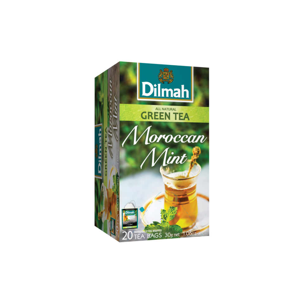 Úžasné spojenie zeleného čaju s osviežujúcou vôňou a chuťou marockej mäty. Ochladzujúca a svieža mäta krásne ladí s jasnou a nezameniteľnou chuťou zeleného čaju zo srílanského regiónu Nuwara Eliva. Nápoj má povzbudzujúce a občerstvujúce účinky.