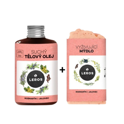 LEROS Suchý tělový olej a vyživující mýdlo Rozmarýn & Jalovec  