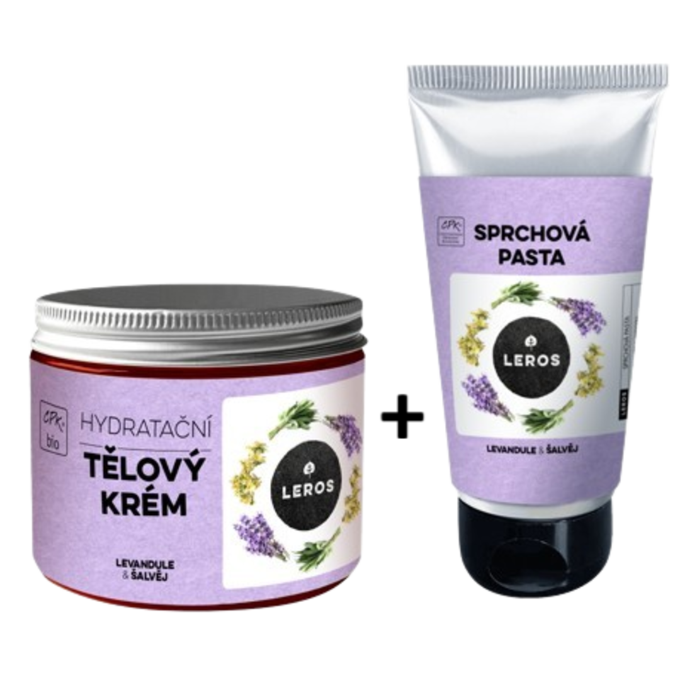 LEROS Výhodná sada tělový krém a sprchová pasta Levandule & šalvěj