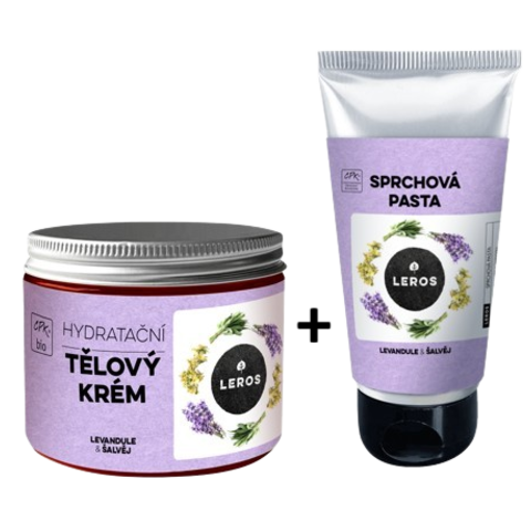 LEROS Výhodná sada tělový krém a sprchová pasta Levandule & šalvěj