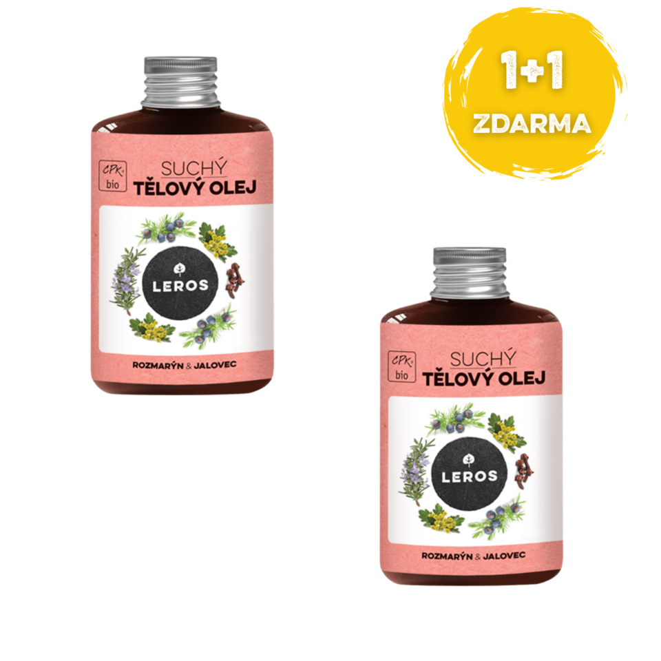 LEROS Suchý tělový olej rozmarýn & jalovec akce 1+1