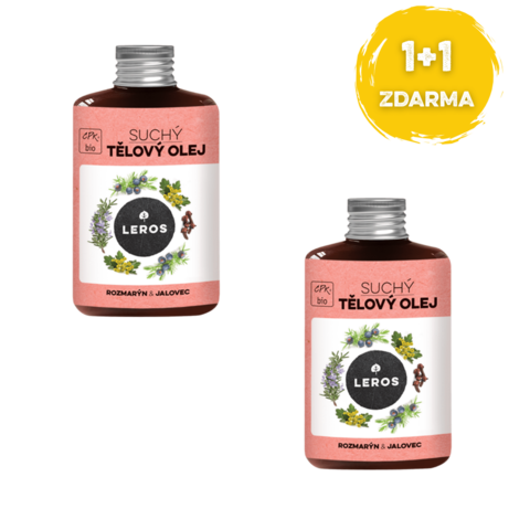 LEROS Suchý tělový olej rozmarýn & jalovec akce 1+1