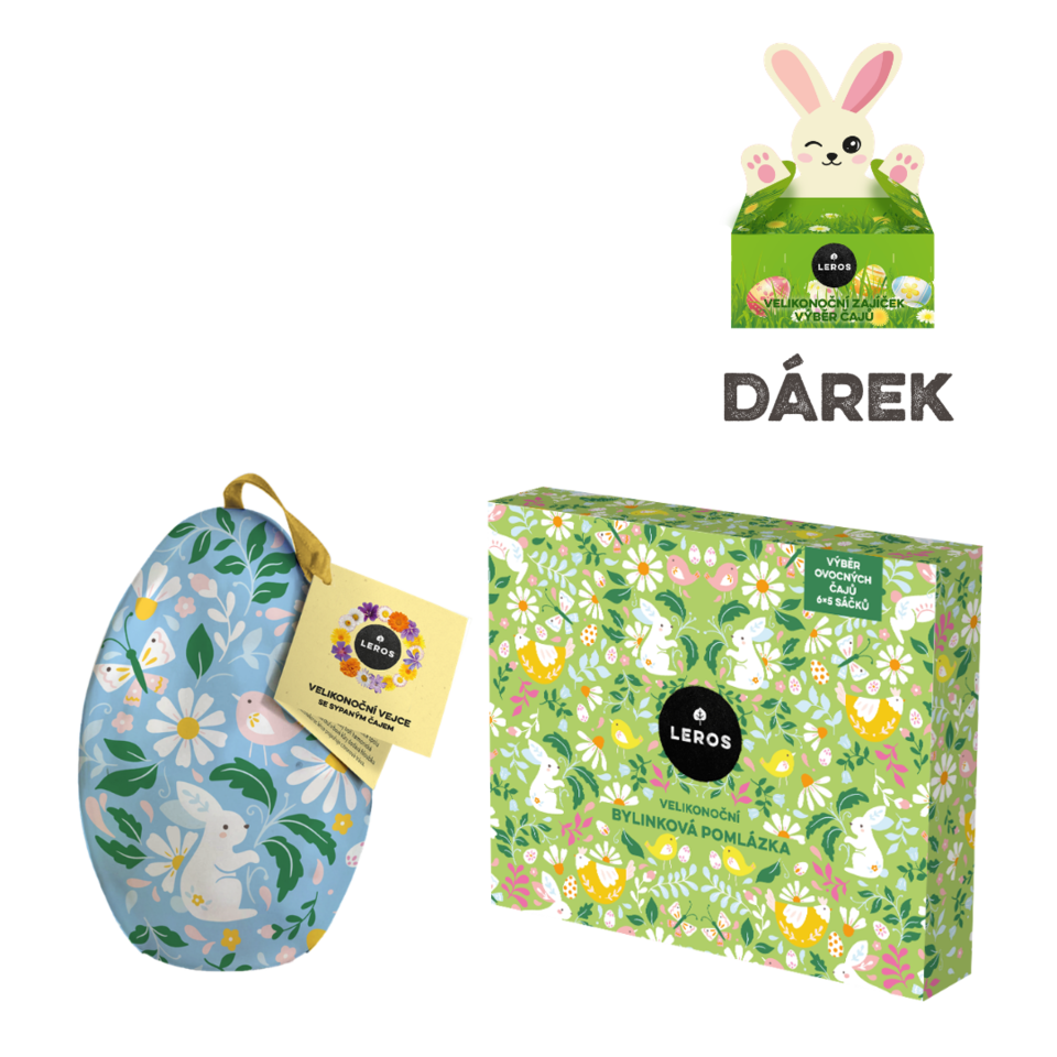 LEROS Velikonoční bylinková pomlázka + Velikonoční vejce se sypaným čajem + velikonoční zajíček ZDARMA