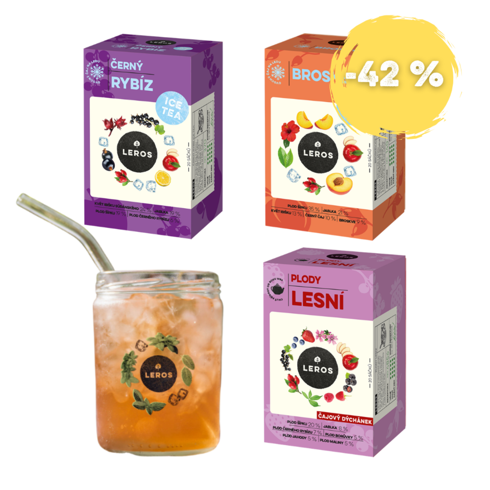 LEROS Balíček 3x Ice Tea & sklenička zdarma