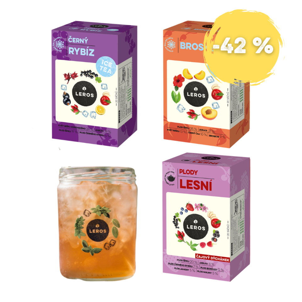 LEROS Balíček 3x Ice Tea & sklenička zdarma