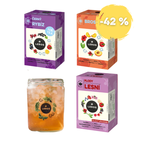 LEROS Balíček 3x Ice Tea & sklenička zdarma