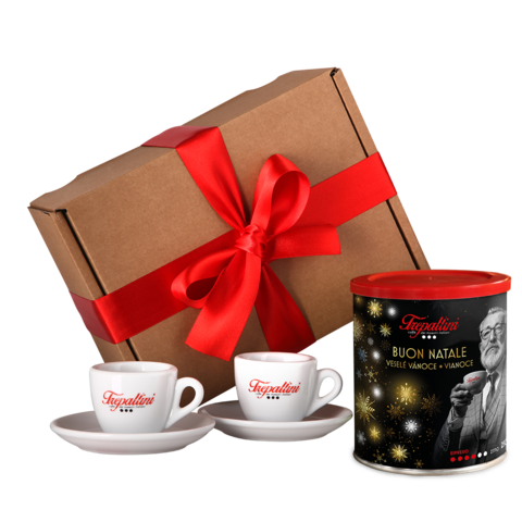 TREPALLINI Dárkový balíček zrnkové kávy + 2 šálky na Vánoce