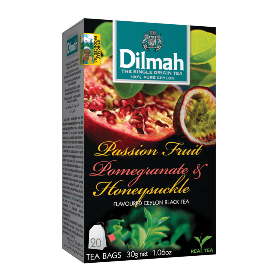 DILMAH Dilmah Čaj čierny Maracuja Granátové jablko Zemolez 20/1,5 g, skupinovo balené